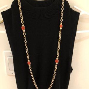 Banana Republic Orange Goldtone Preppy Necklace